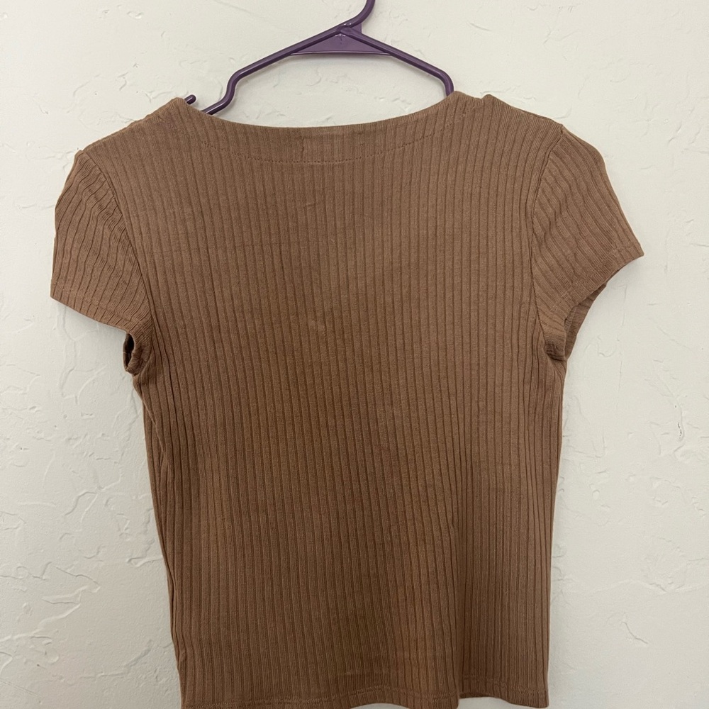 Reformation Brown Ribbed Button-Up Top - Picture 4 of 4